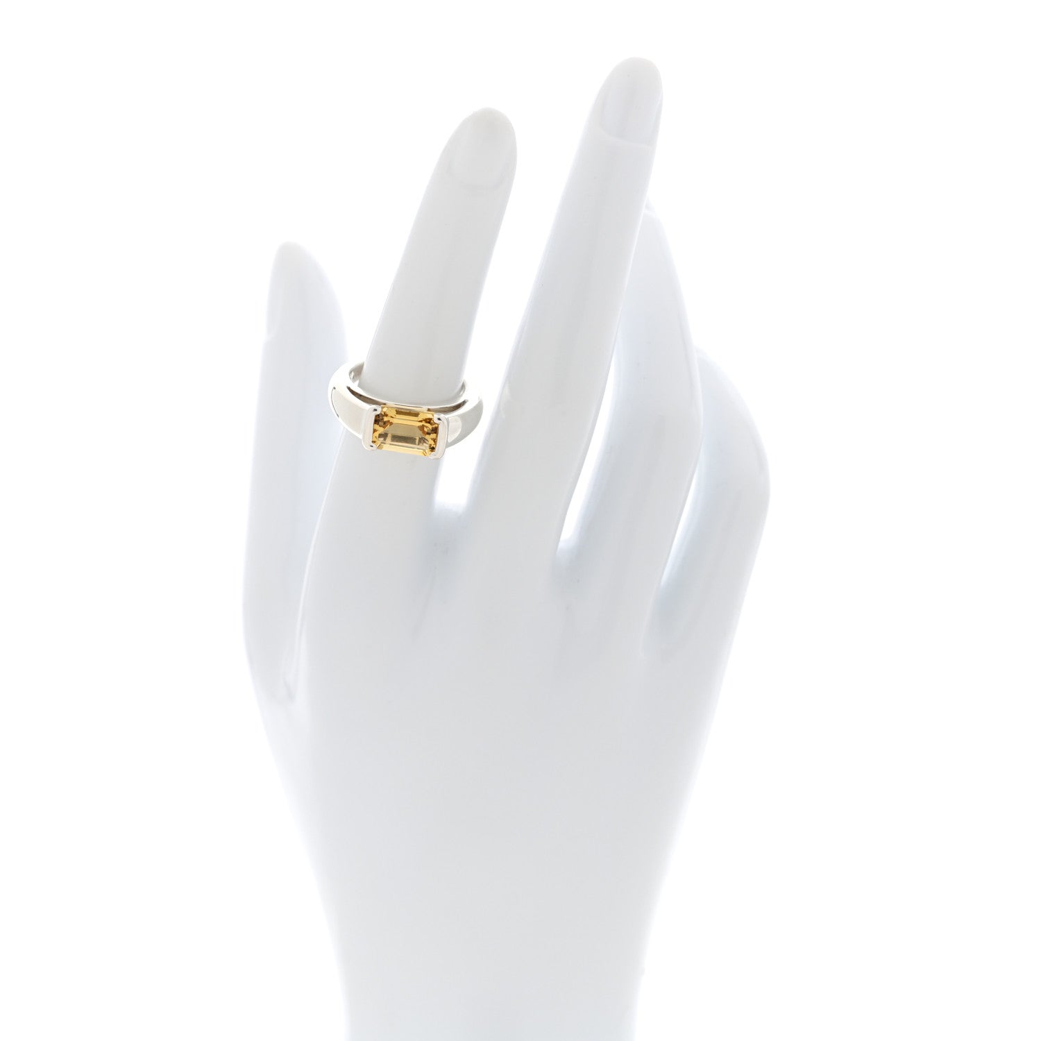 Tiffany Sterling Silver Citrine Emerald Cut Band Ring 52 6 2 of 4