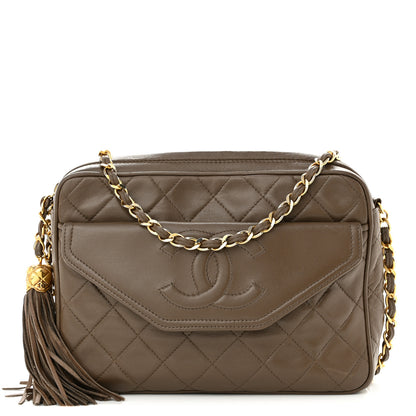 Chanel Lambskin Quilted Tassel Camera Case Brown 1 of 12