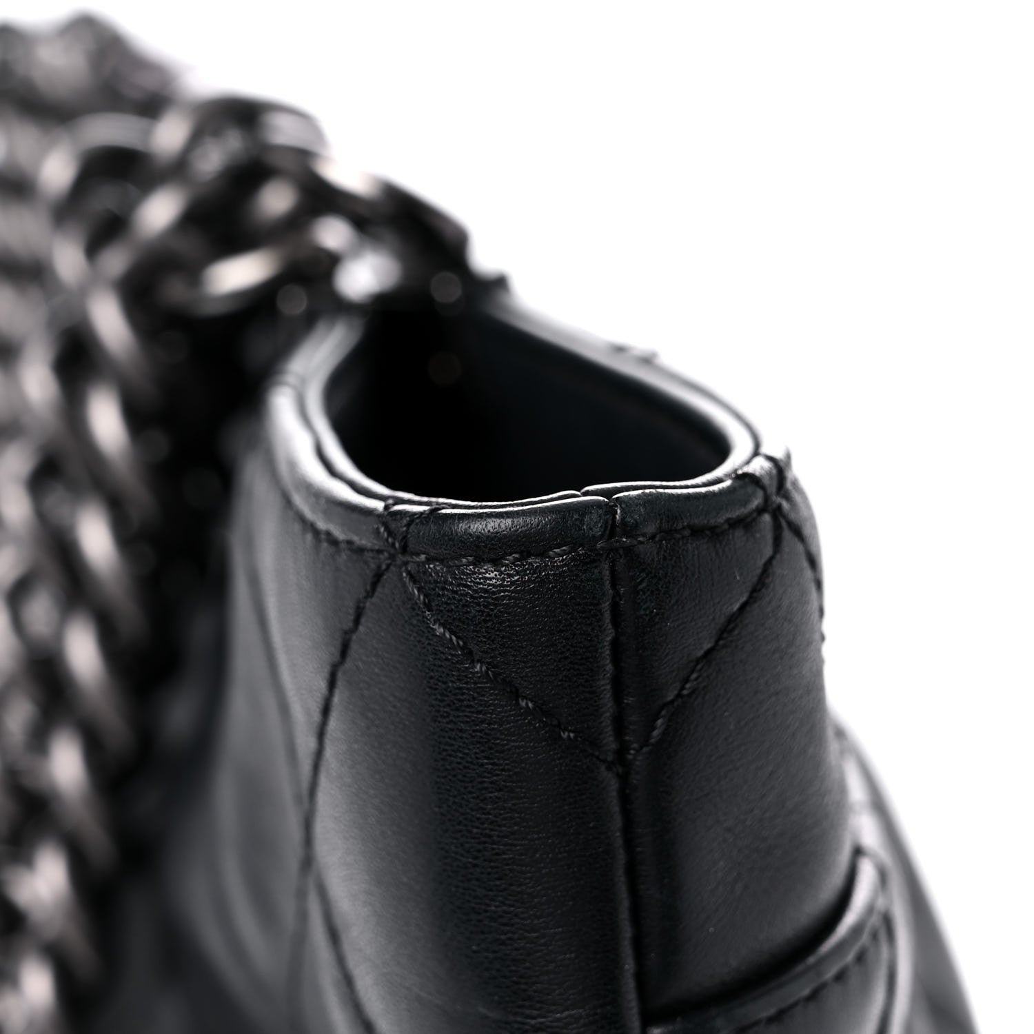 Chanel Sheepskin Quilted Chain Handle Large Shopping Tote Black 20 of 24