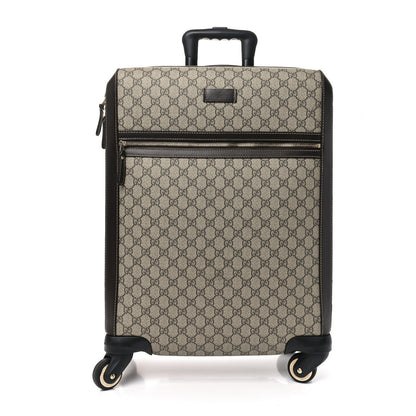 Gucci GG Supreme Monogram Selleria Calfskin Four Wheel Carry On Suitcase Beige Ebony Cocoa 1 of 9