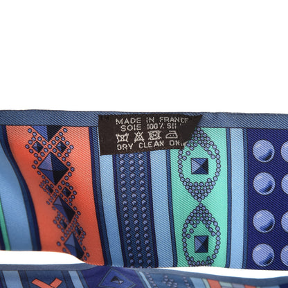 Hermes Silk Colliers de Chiens Twilly Blue Jean Vert Coral 4 of 5