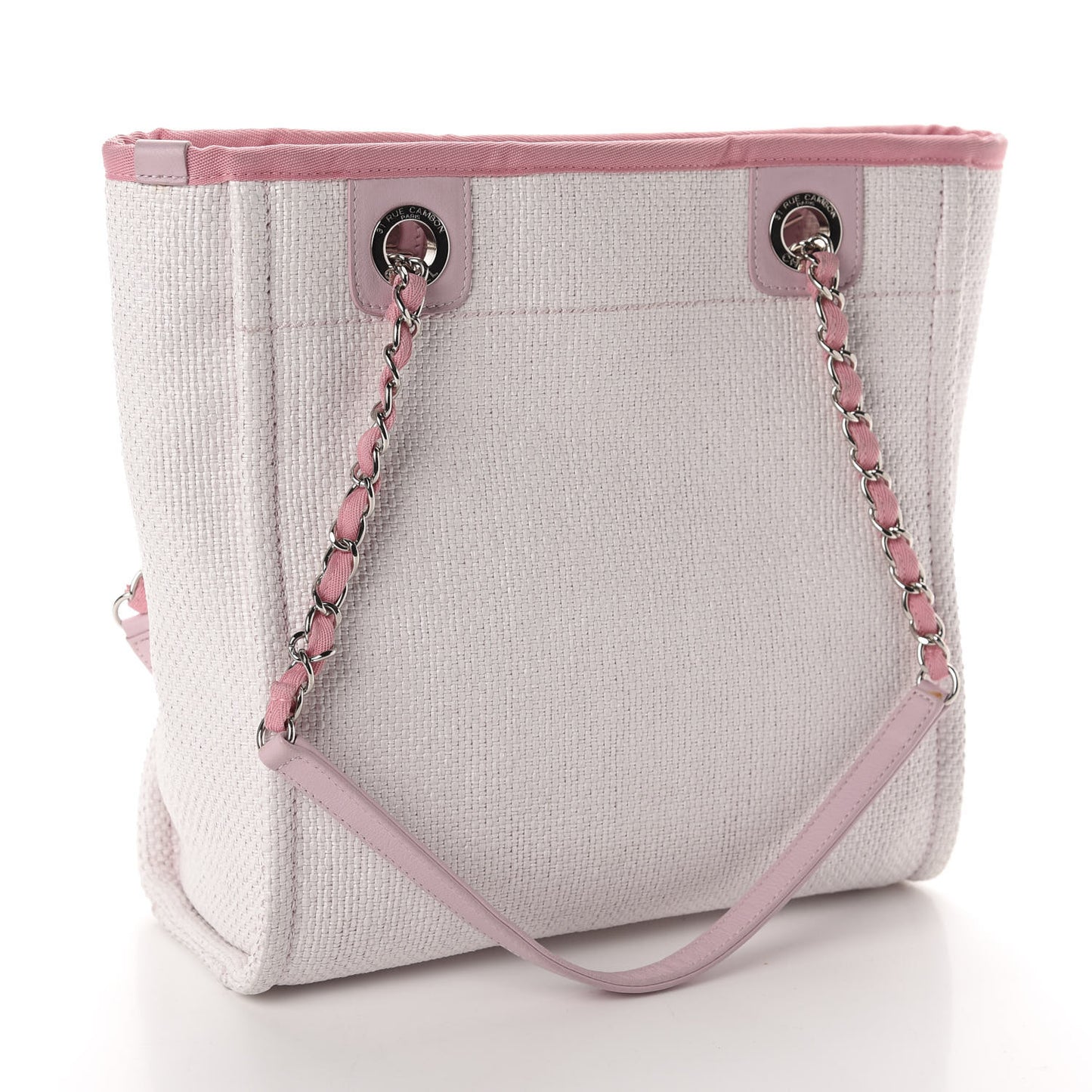 Woven Straw Raffia Mini Deauville Tote Pink