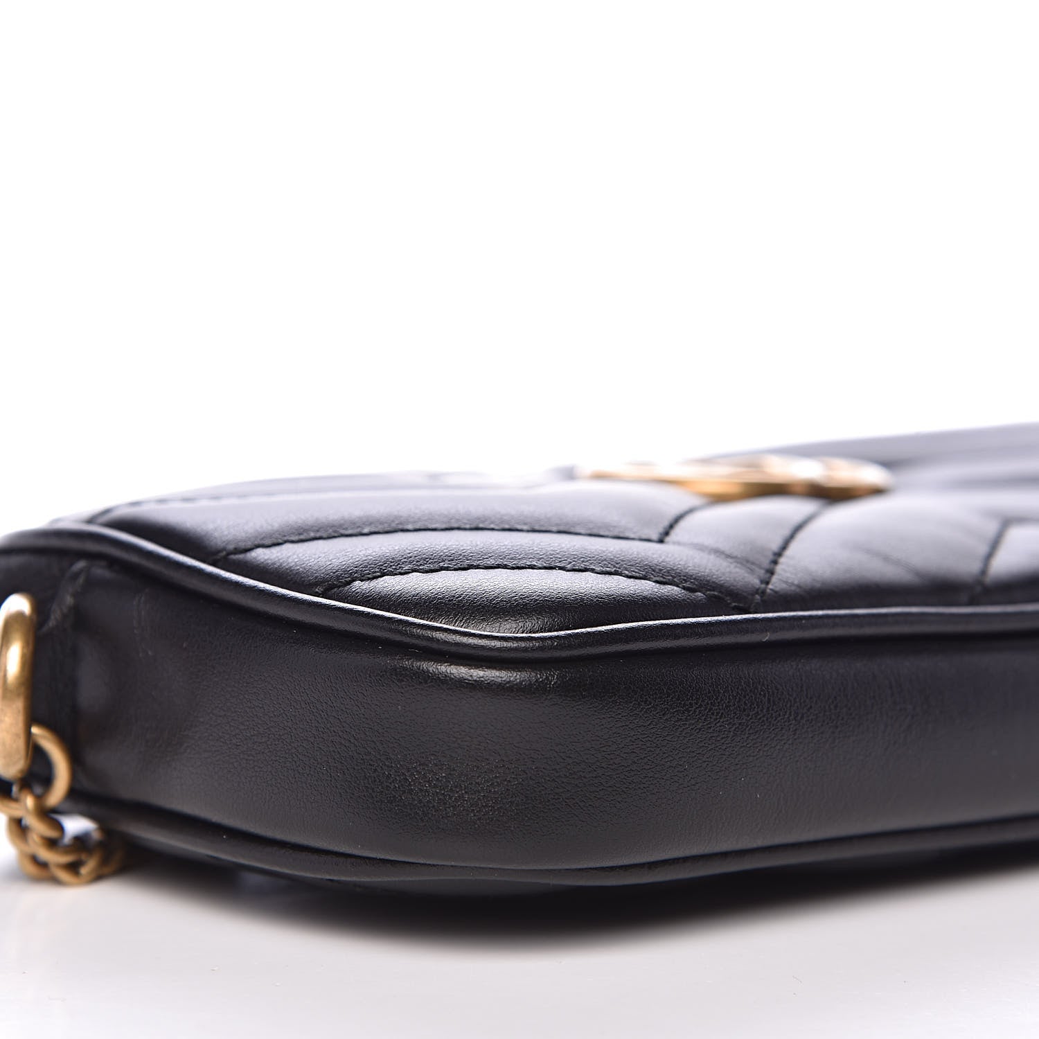 Gucci Calfskin Matelasse Mini GG Marmont Chain Crossbody Bag Black 7 of 10
