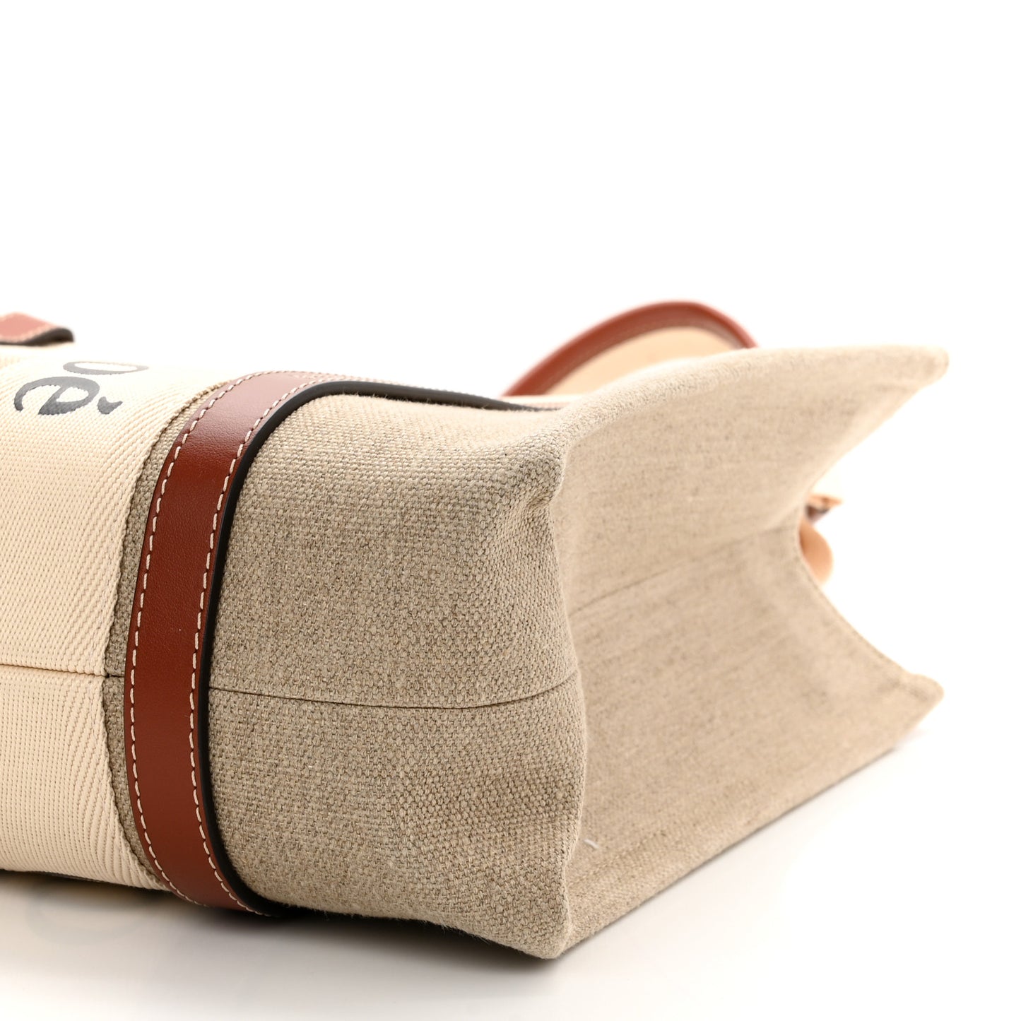 Cotton Calfskin Medium Woody Ribbon Tote White Brown