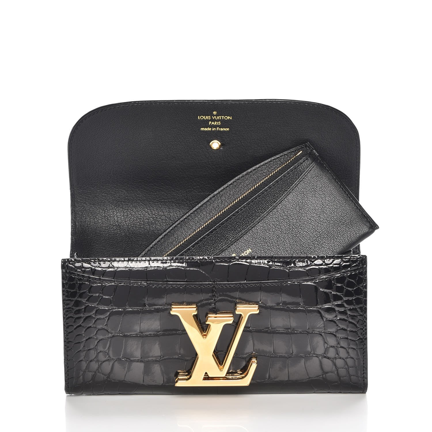 Louis Vuitton Alligator Vivienne LV Long Wallet Black 8 of 9