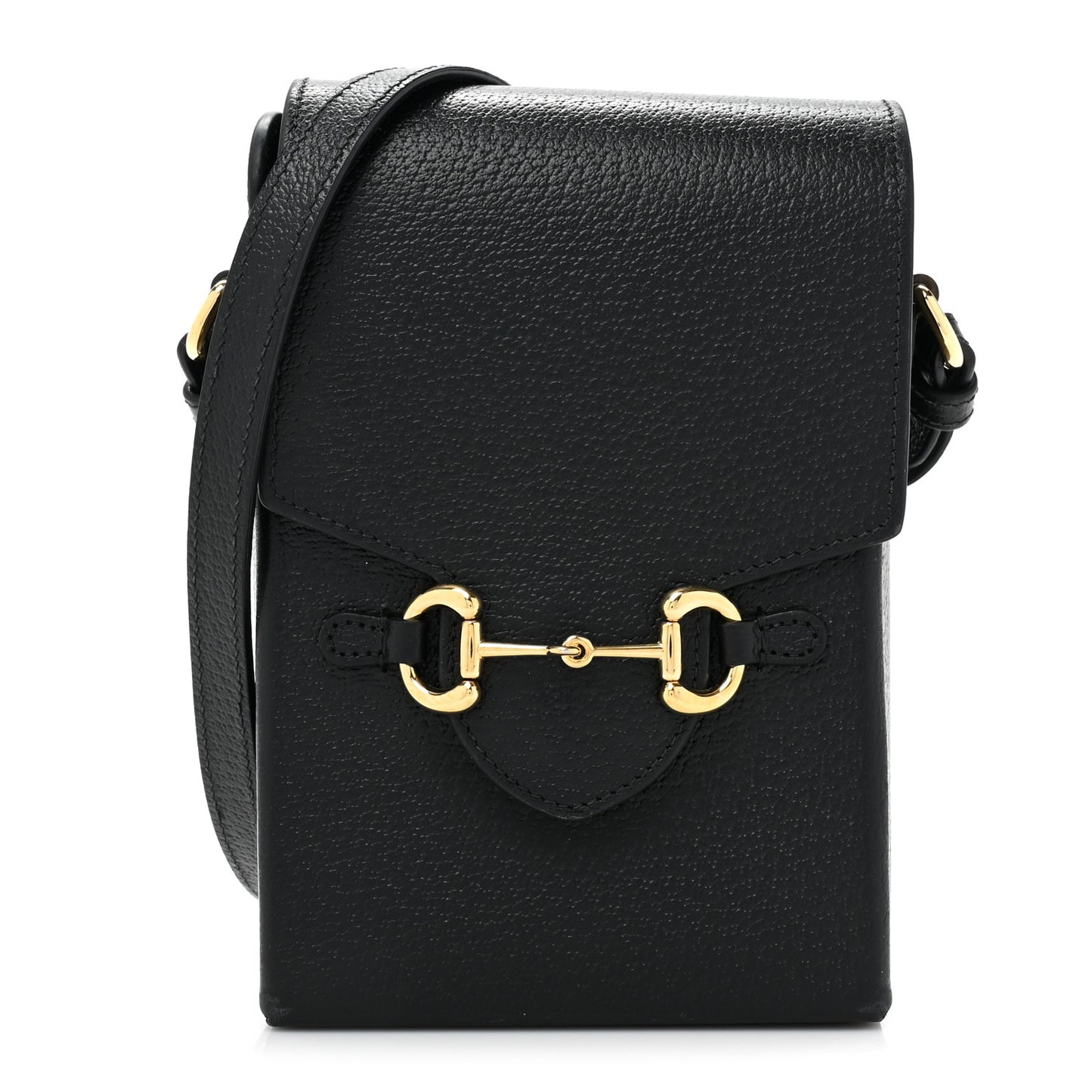Textured Dollar Calfskin Mini Horsebit 1955 Crossbody Bag Black