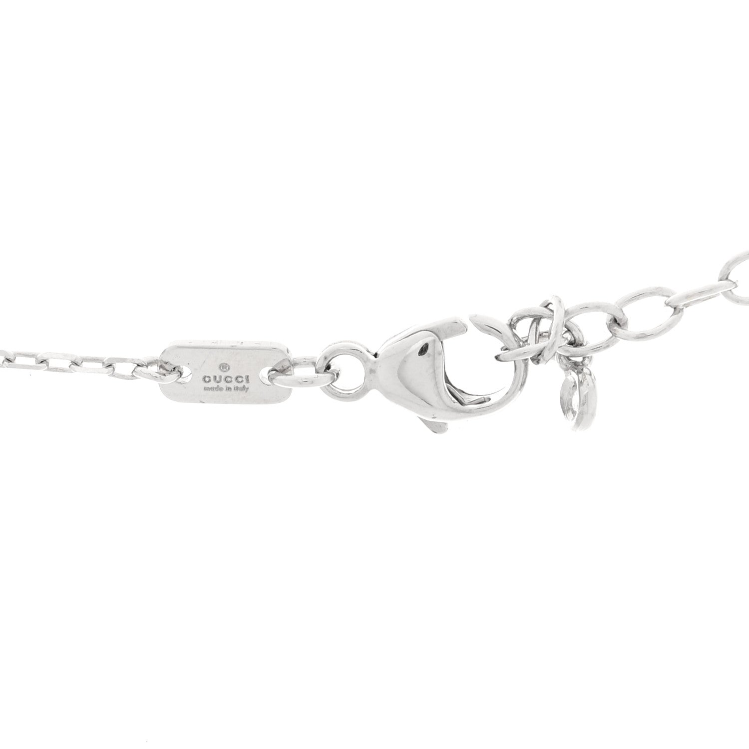 Gucci 18K White Gold Diamond Running GG Pendant Necklace 4 of 5