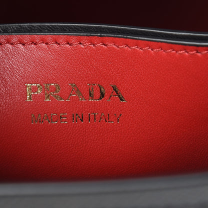 Prada Saffiano Cuir Medium Panier Bucket Bag Black Fuoco 6 of 9