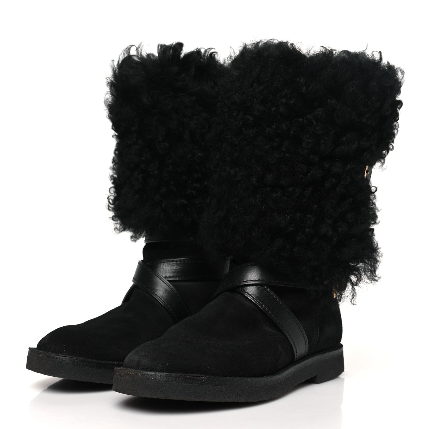 Louis Vuitton Suede Calfskin Fur Strap Boot 36 Black 4 of 7