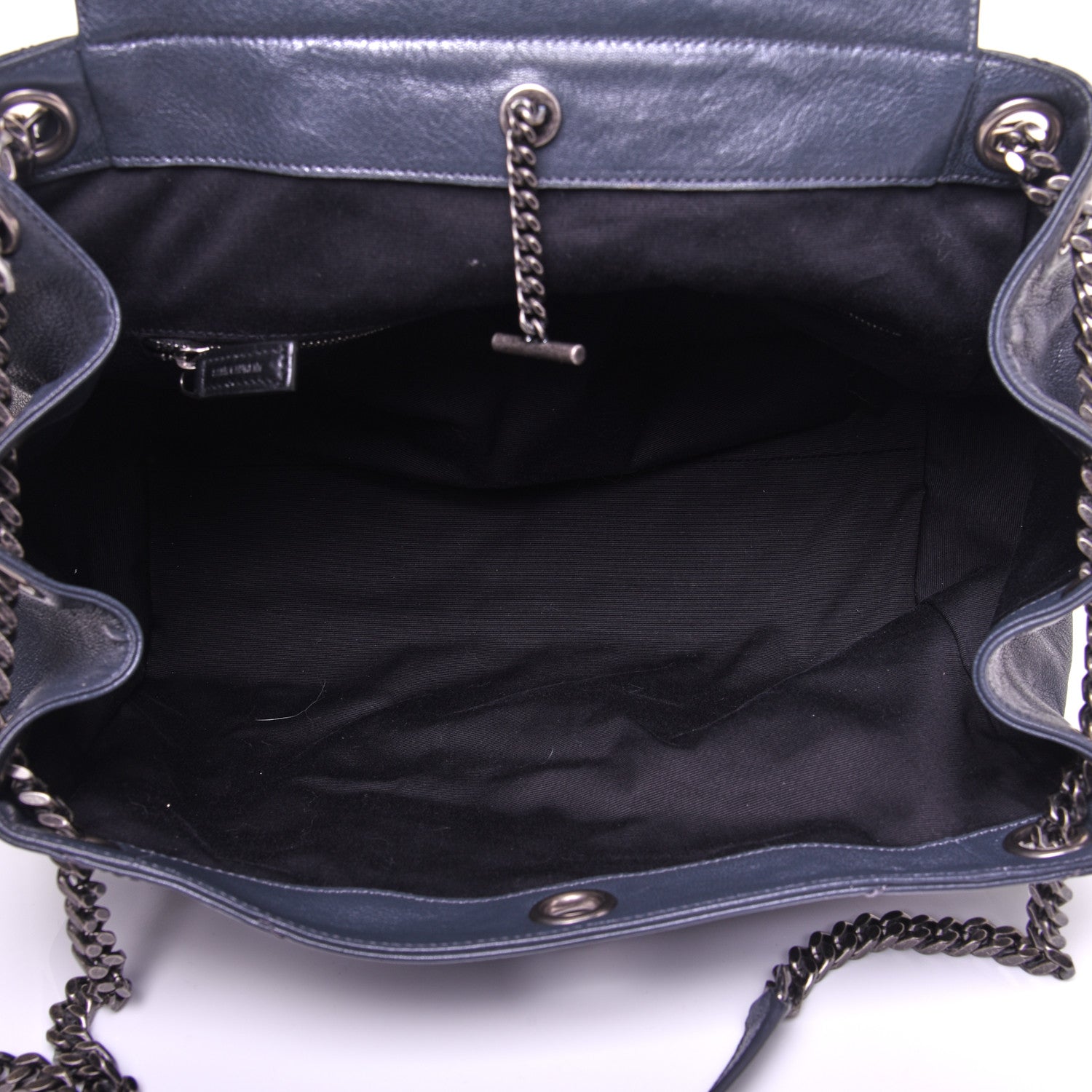 Saint Laurent Vintage Lambskin Chevron Monogram Medium Nolita Dark Smog 7 of 13