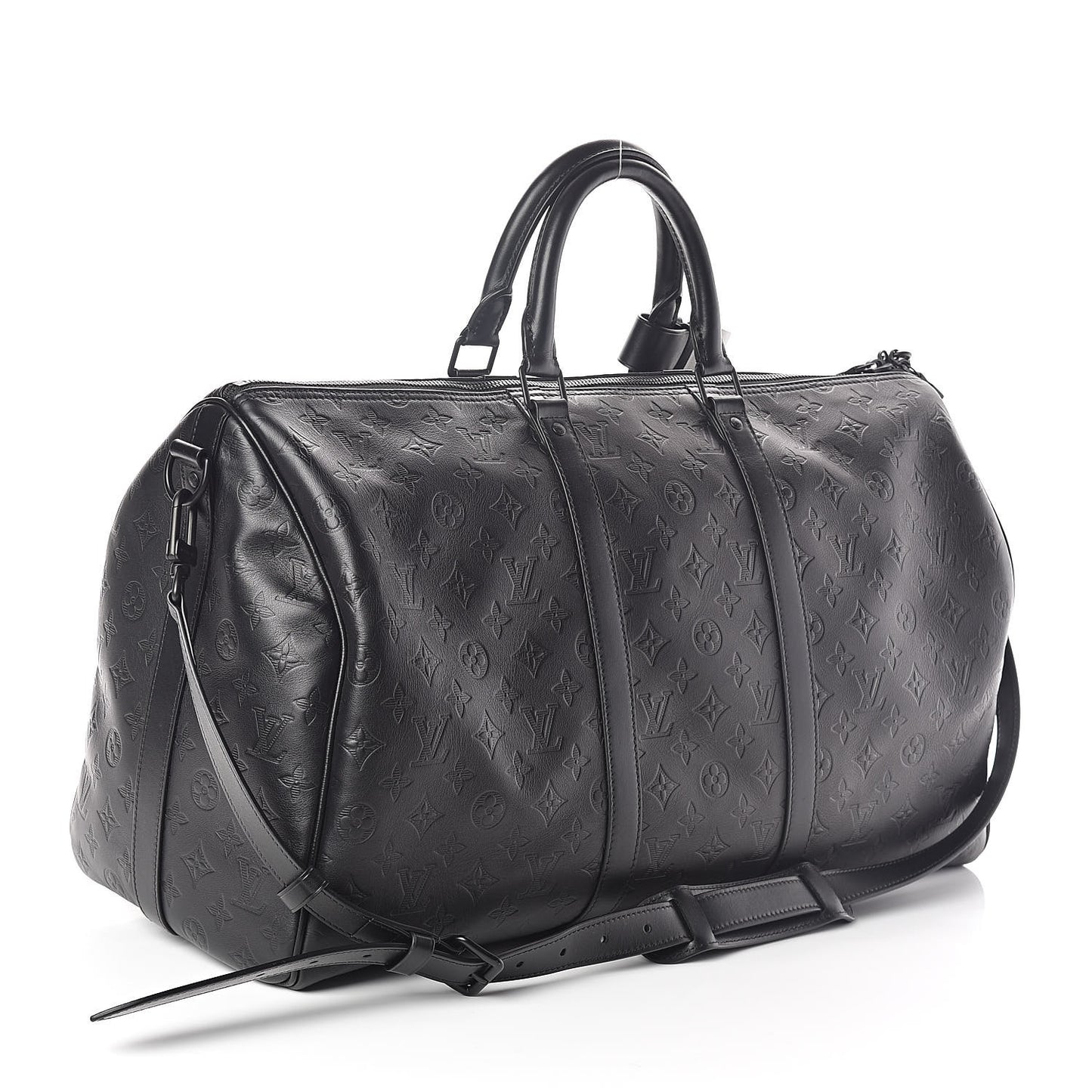 Calfskin Shadow Monogram Keepall Bandouliere 50 Black