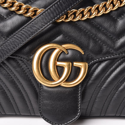 Gucci Calfskin Matelasse Small GG Marmont Shoulder Bag Black 13 of 13