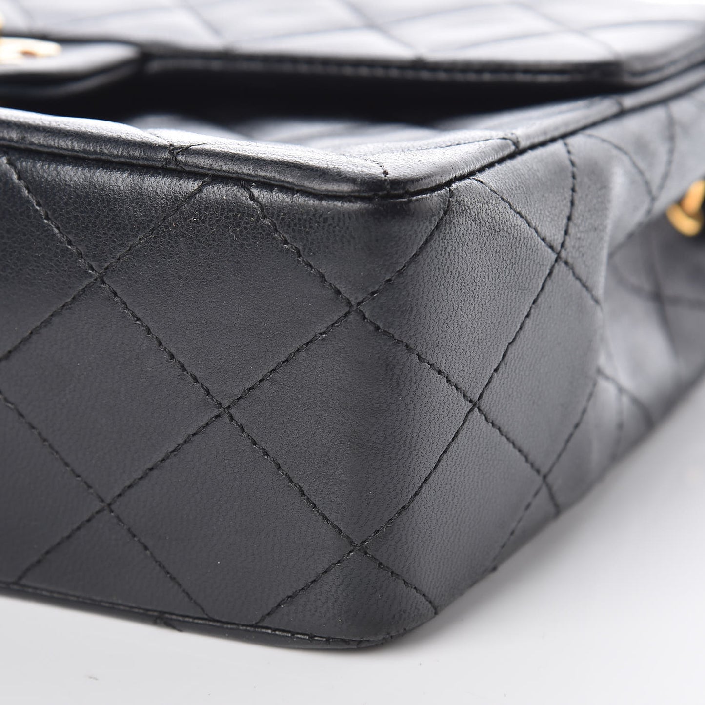 Lambskin Quilted Mini Square Flap Black