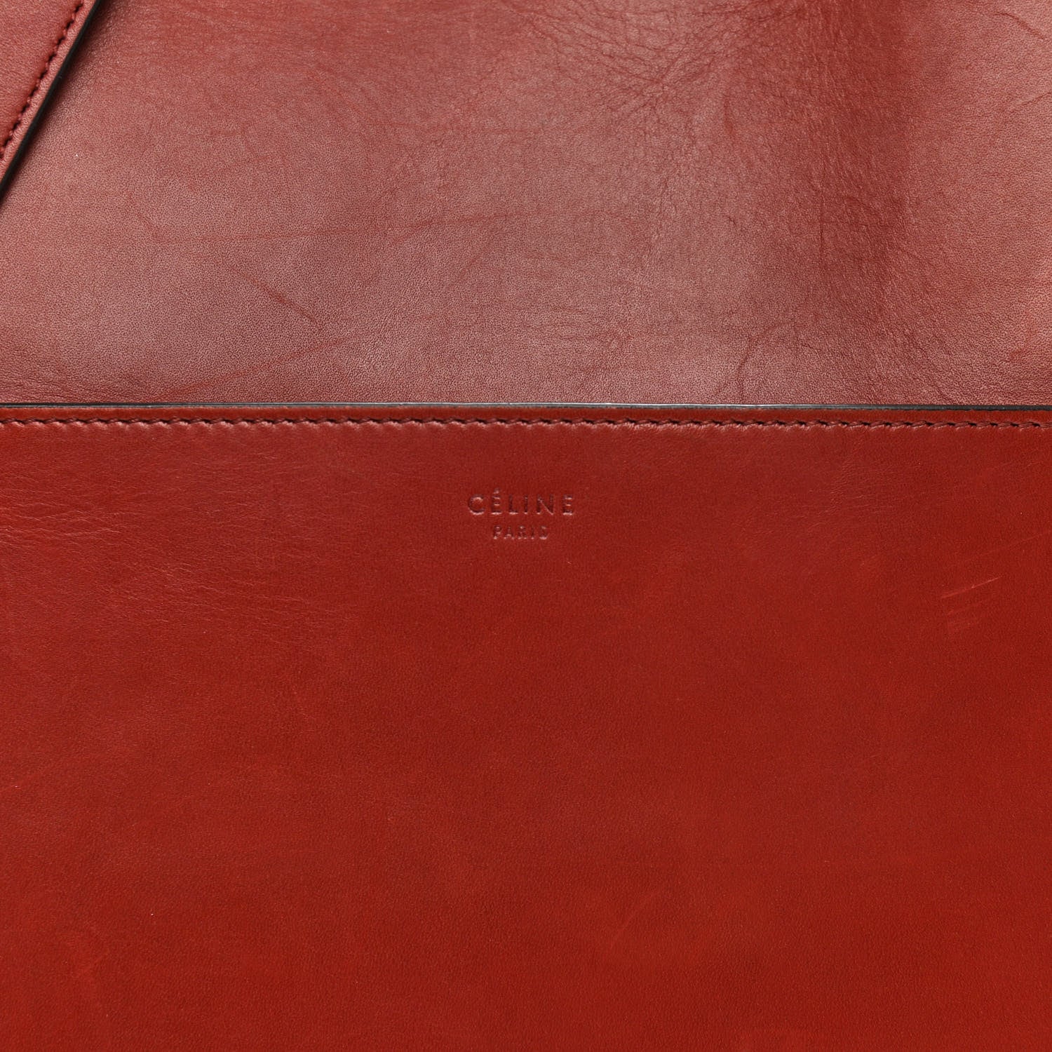 Celine Natural Calfskin Sangle Bucket Bag Red Wood 7 of 15
