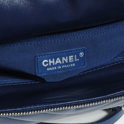 Chanel Lambskin Surpique Chevron Small Tote Dark Blue 14 of 15