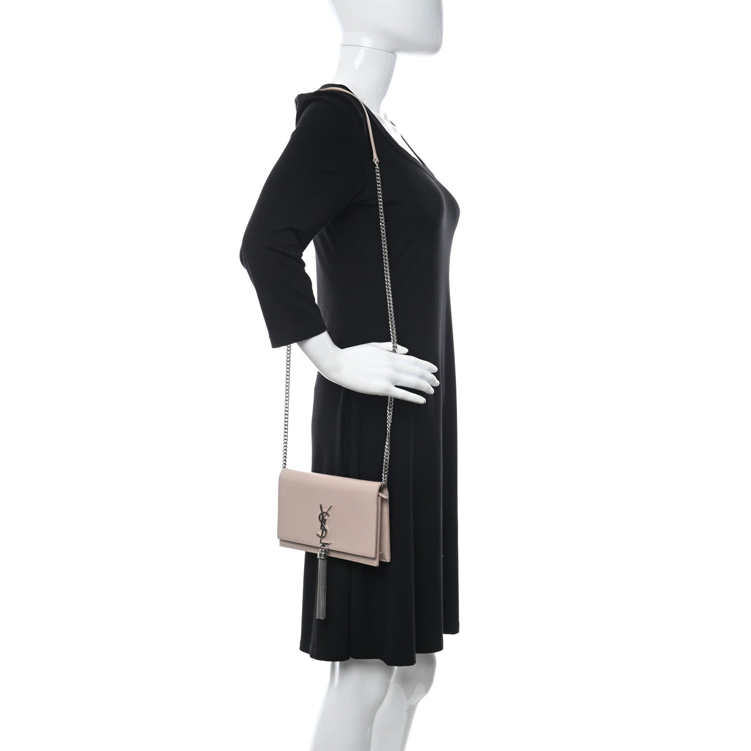 Saint Laurent Smooth Calfskin Classic Monogram Kate Tassel Chain Wallet Nude Powder 2 of 10