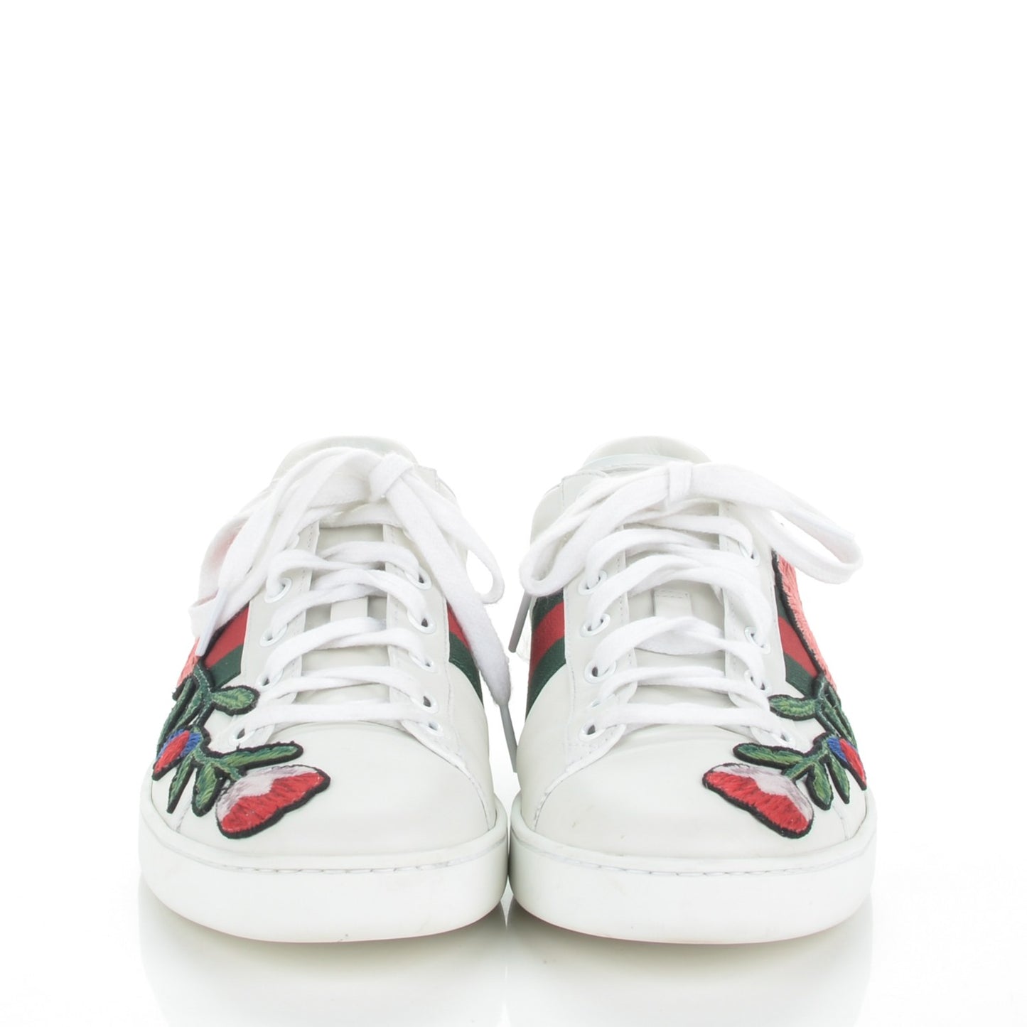 Calfskin Web Floral Embroidered Ace Sneakers 39.5 White