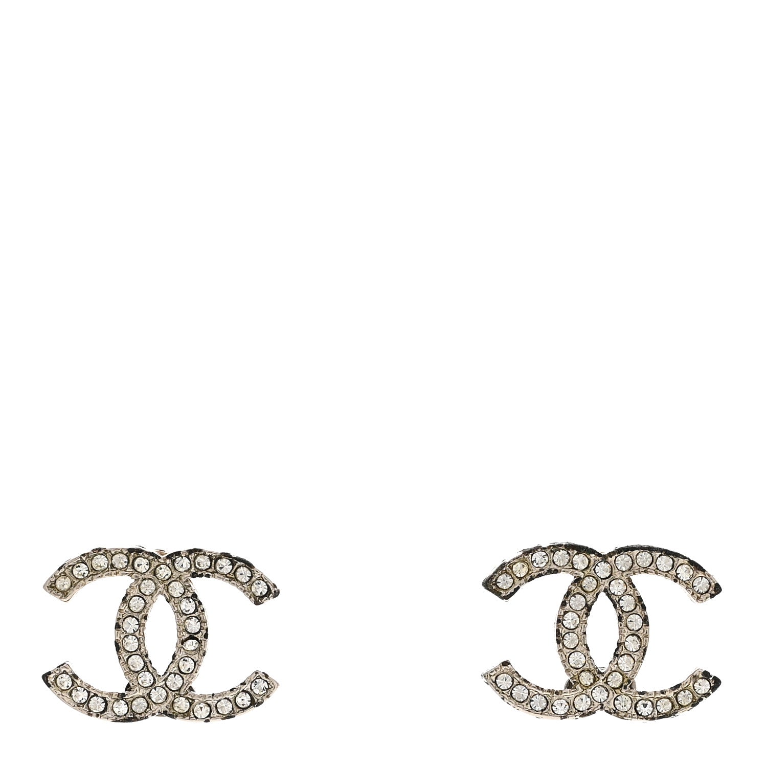 Chanel Crystal CC Earrings Silver 1 of 5