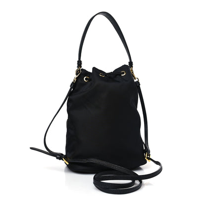 Prada Saffiano Tessuto Nylon Mini Bucket Crossbody Bag Black 3 of 9