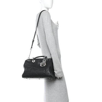 Christian Dior Lambskin Cannage Granville Polochon Black 2 of 10