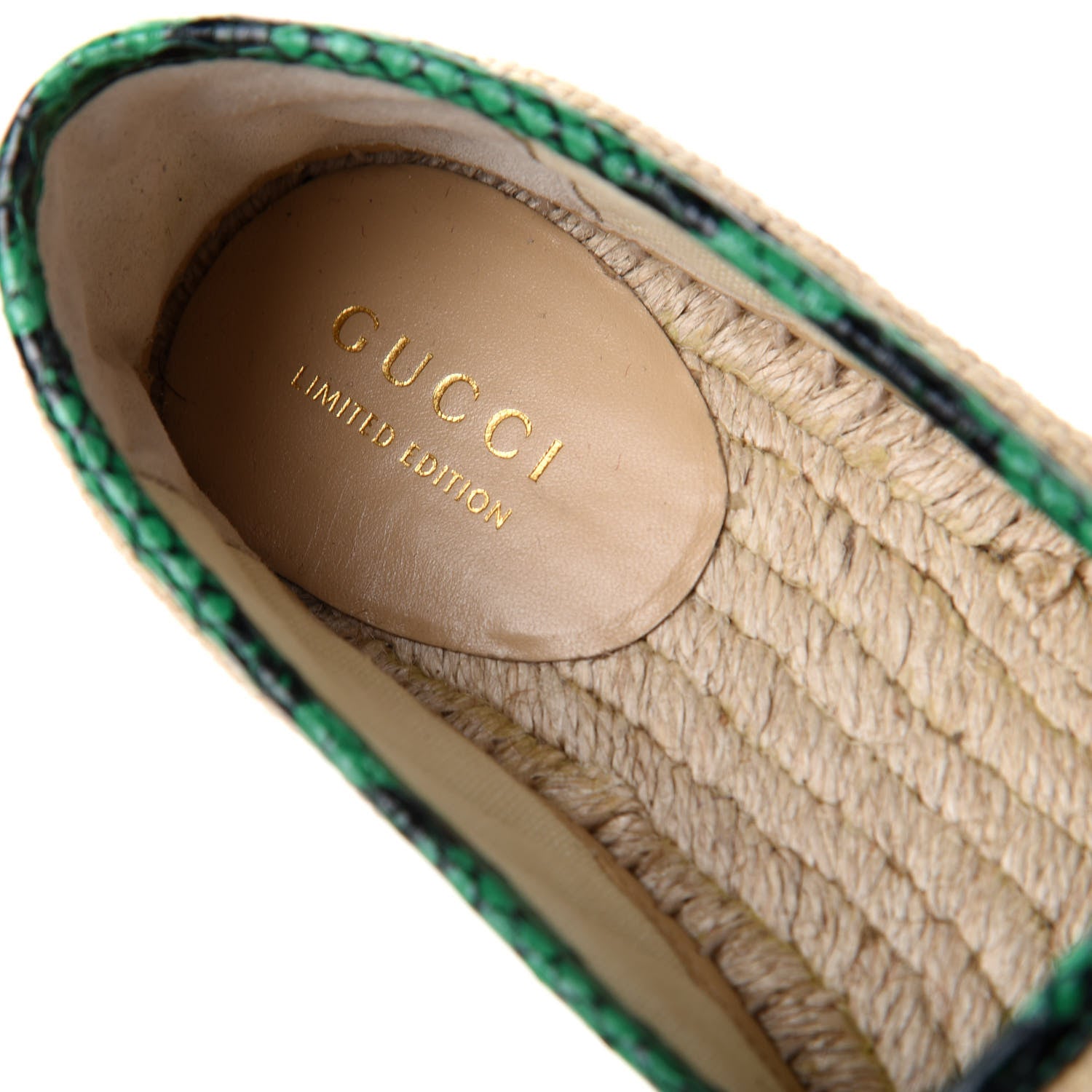 Gucci Straw Elaphe Matelasse GG Marmont Espadrilles 35.5 Natural New Shamarock 8 of 11