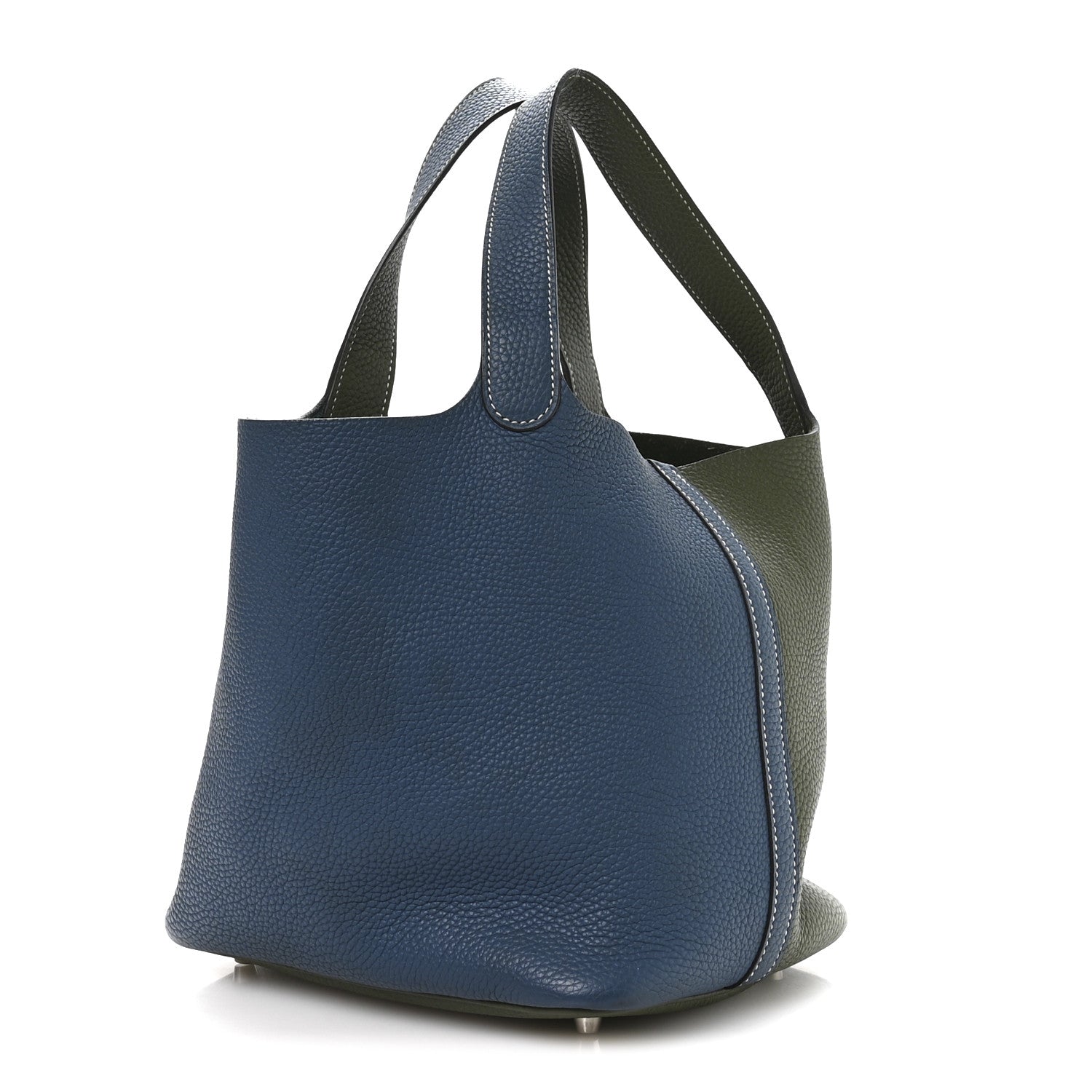 Hermes Taurillon Clemence Casaque Picotin Lock 22 MM  Bleu Thalassa Canopee 3 of 12