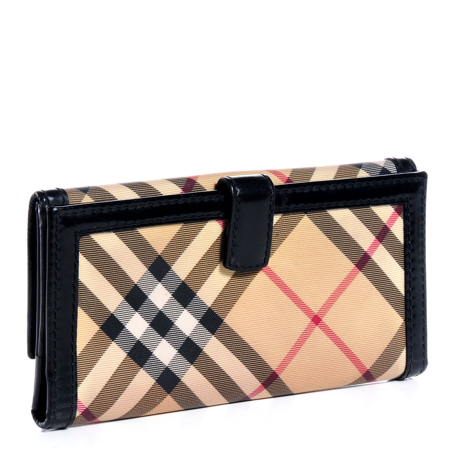 Burberry Patent Nova Check Tri-Fold Wallet Black 3 of 9