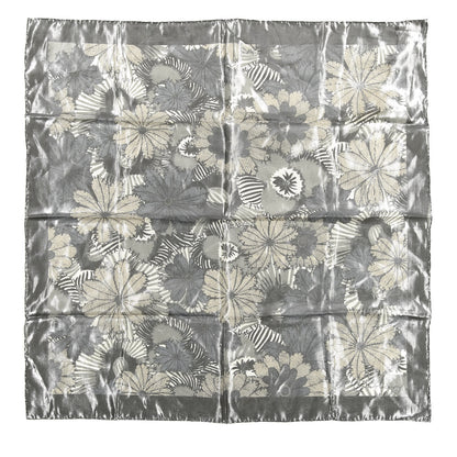 Burberry Silk Floral Print Metallic Square Scarf Grey 1 of 3