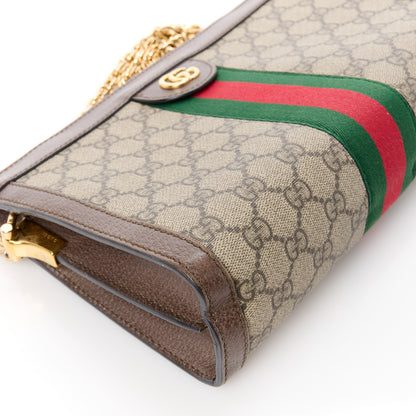 Gucci GG Supreme Monogram Web Small Ophidia Chain Shoulder Bag Brown 9 of 13