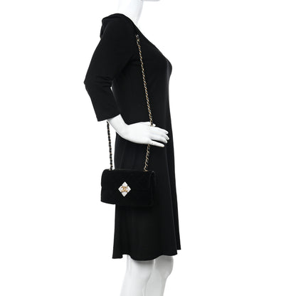 Chanel Velvet Strass Diamond Lock Flap Black 2 of 10