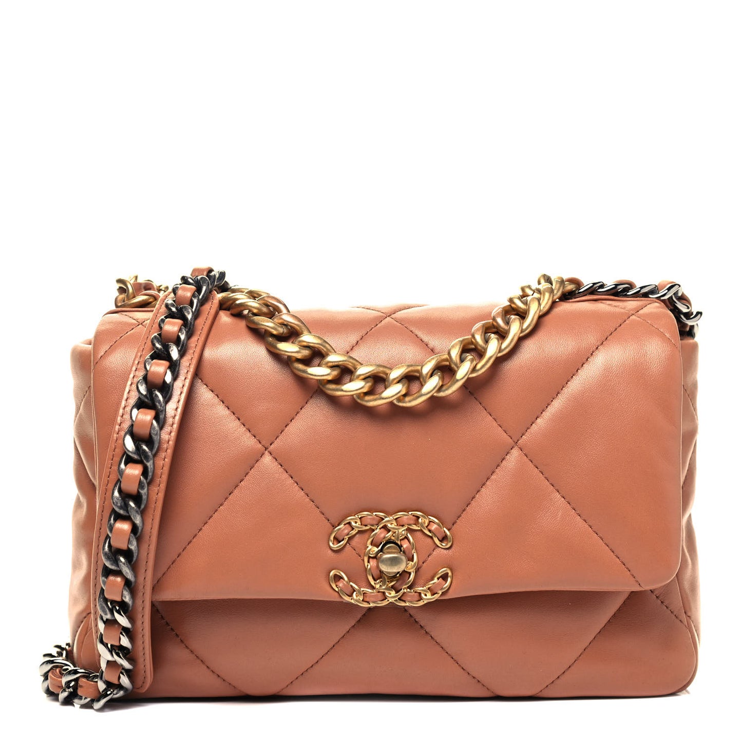 Lambskin Quilted Medium Chanel 19 Flap Brown