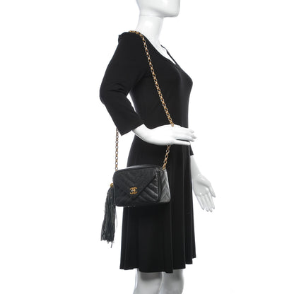 Chanel Caviar Chevron Quilted Tassel Camera Case Black 2 of 10