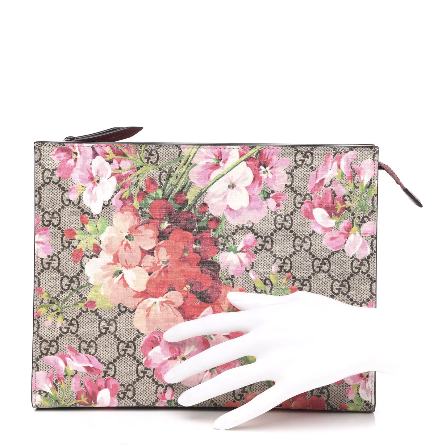 GG Supreme Monogram Blooms Large Cosmetic Case Beige Multicolor Dry Rose