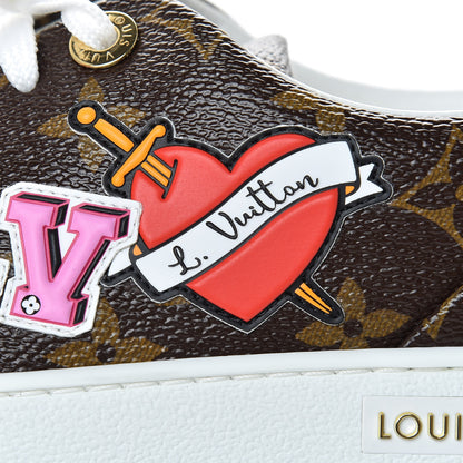 Louis Vuitton Calfskin Monogram LV Black Heart Sneakers 37.5 Cacao 9 of 11