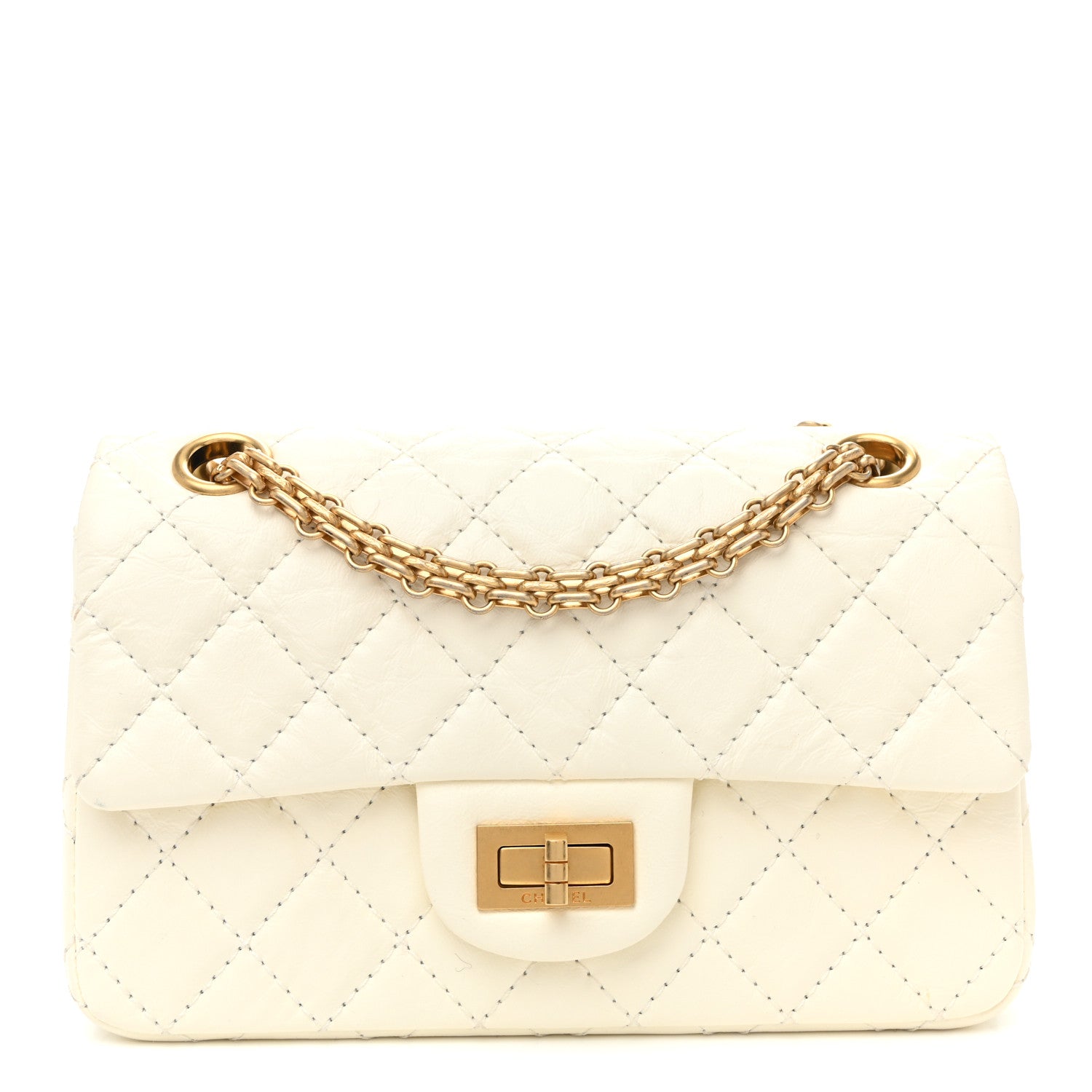 Chanel Aged Calfskin Quilted 2.55 Reissue Mini Flap White White 1 of 10