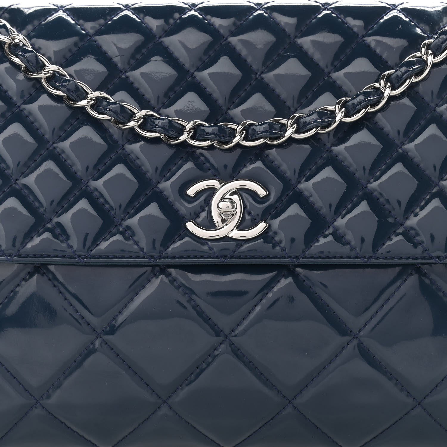 Chanel Vinyl Quilted In the Business Flap Bag Navy Blue 8 of 12