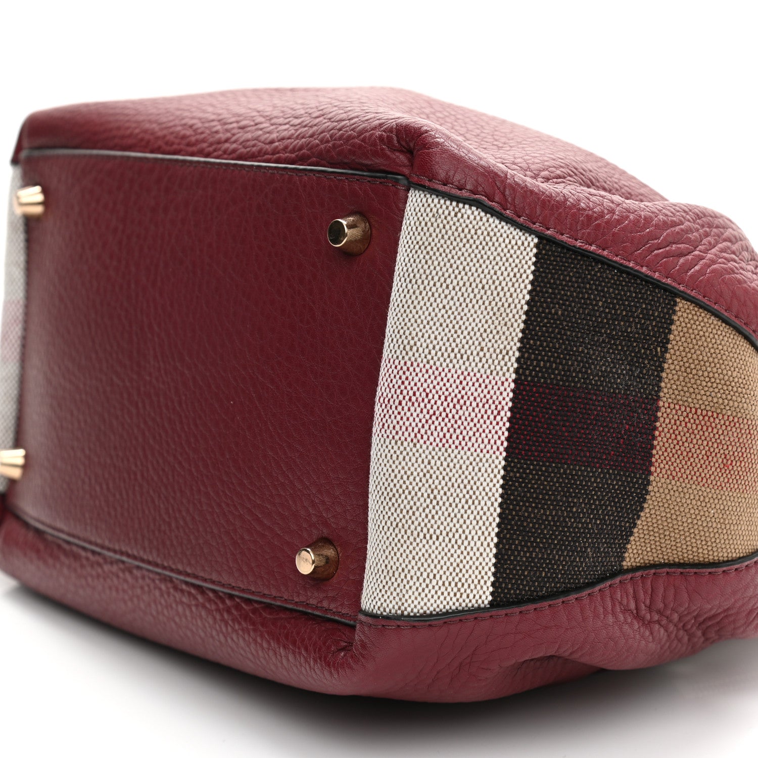 Burberry Grainy Calfskin House Check Medium Maidstone Burgundy Red 10 of 10