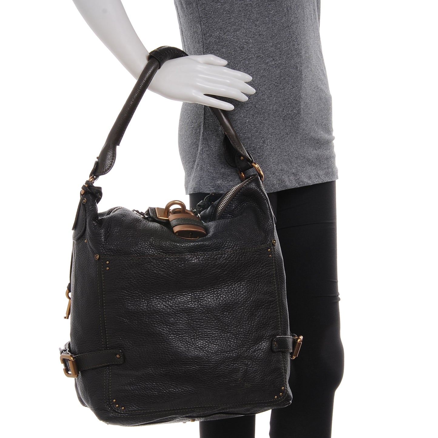 Leather Paddington Hobo Dark Green