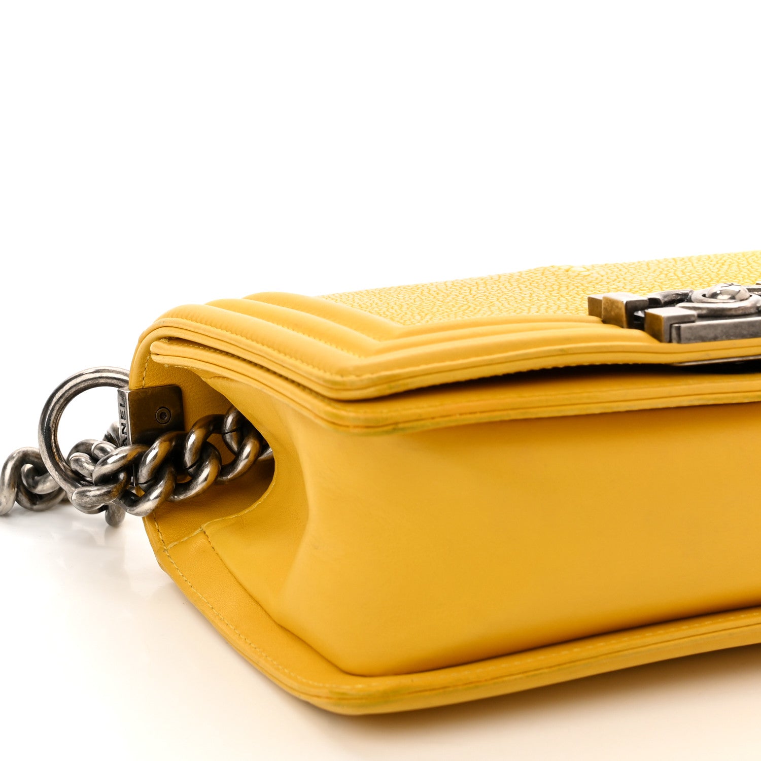 Chanel Galuchat Stingray Small Boy Flap Yellow 9 of 12