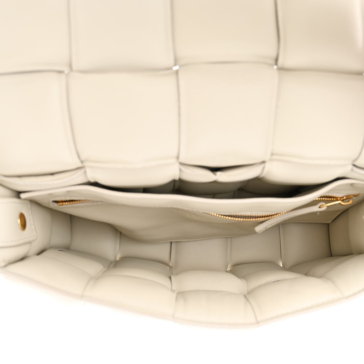 Paper Calfskin Maxi Intreccio Padded Cassette Crossbody Bag White