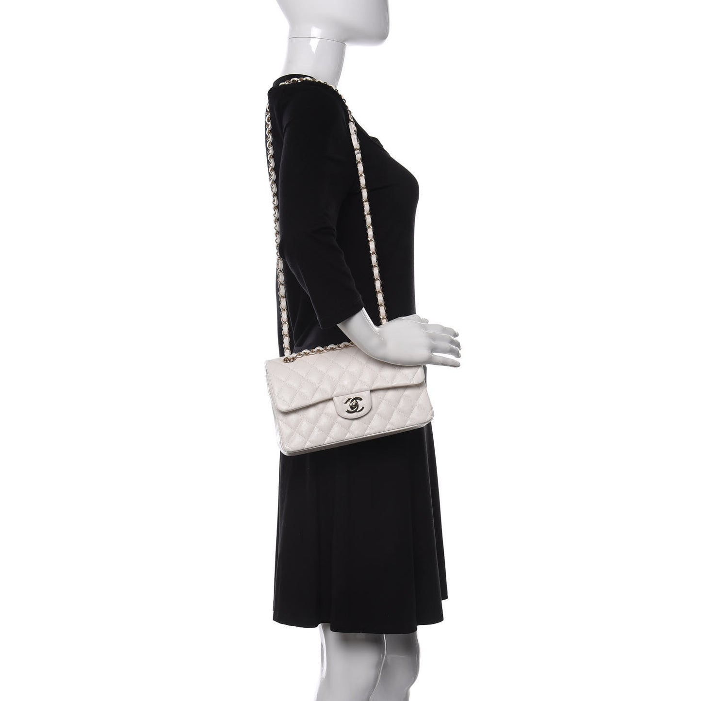 Caviar Quilted Small Double Flap White