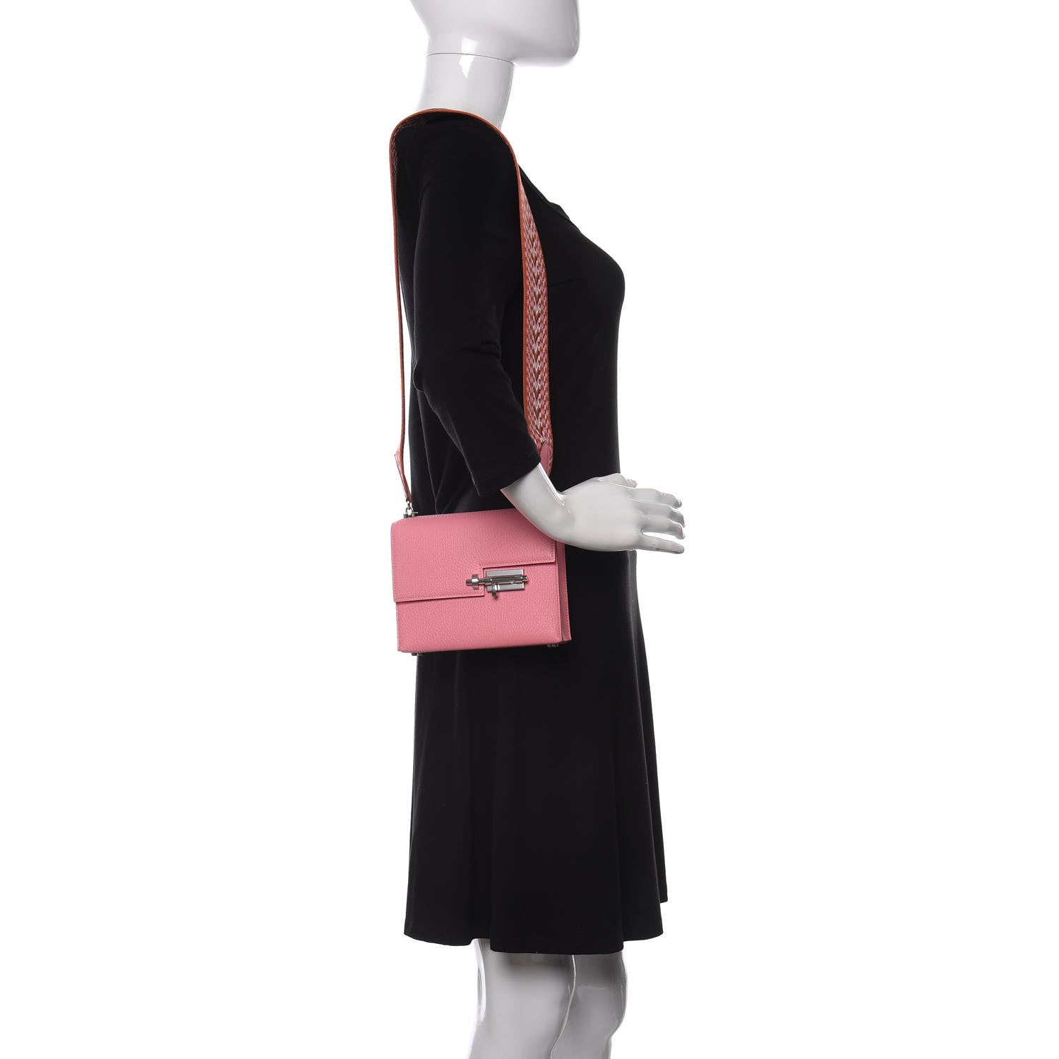 Hermes Chevre Mysore Mini Verrou Large Strap Bag Rose Confetti White 2 of 10