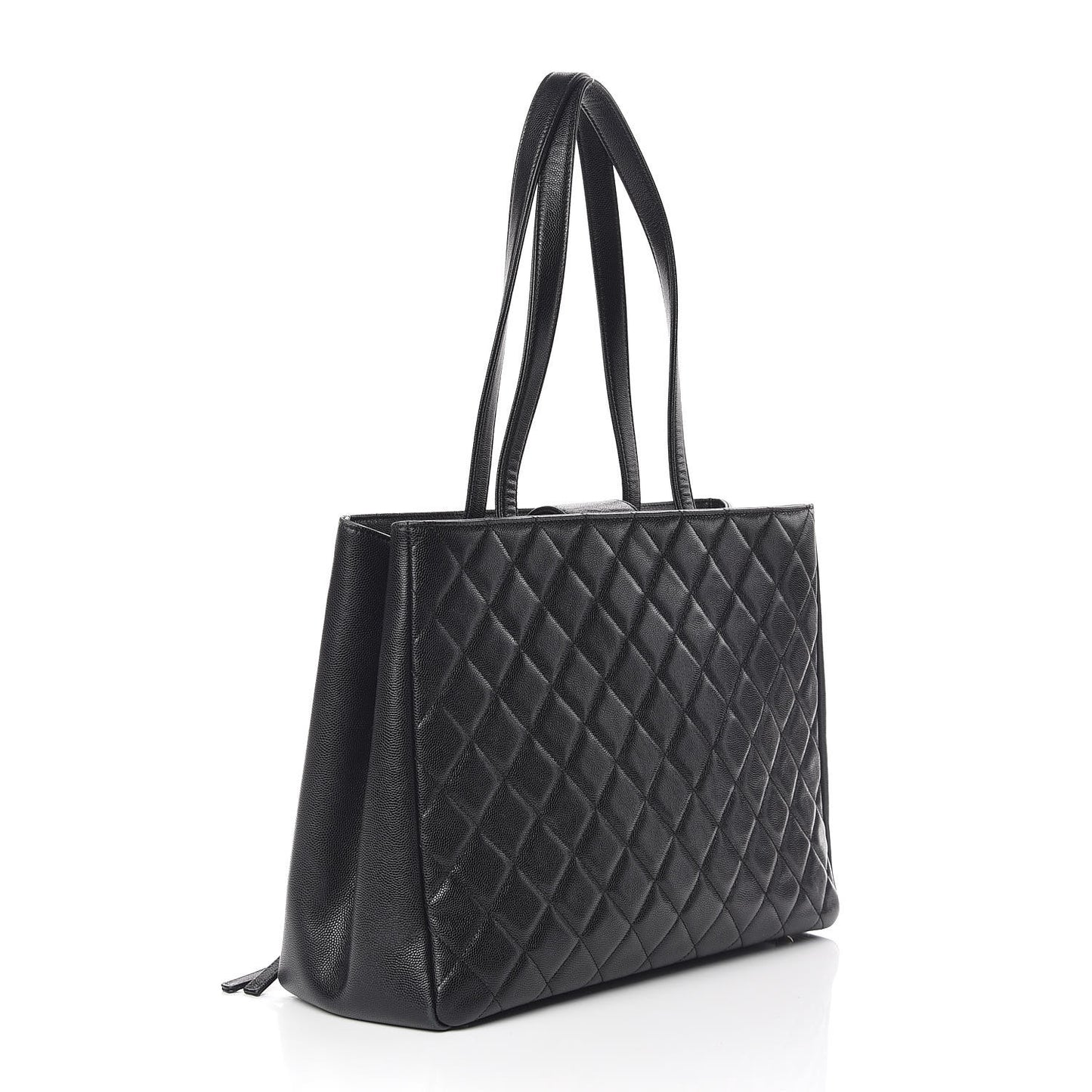 Caviar Quilted Large Business Affinity Shopping Bag Black