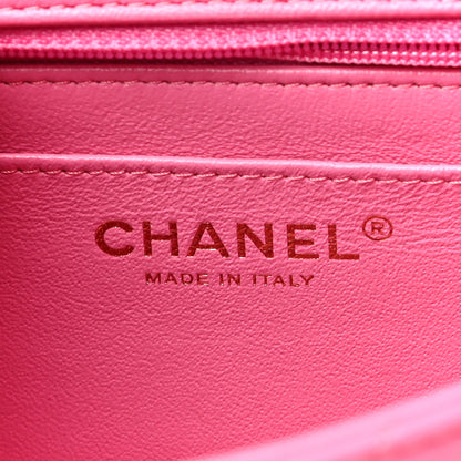 Chanel Lambskin Chevron Quilted Mini Square Flap Pink 6 of 11
