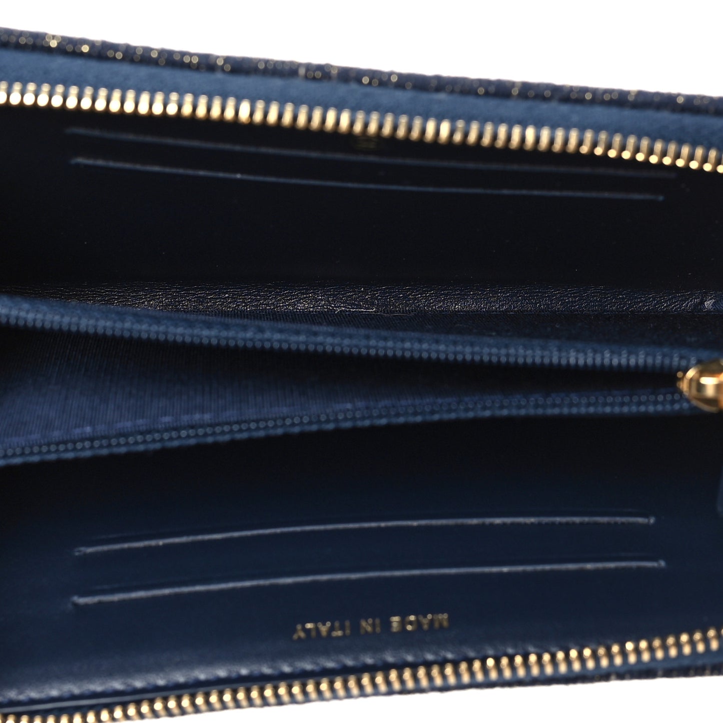 Lurex Canvas Medium Deauville Zip Around Wallet Navy Blue Gold