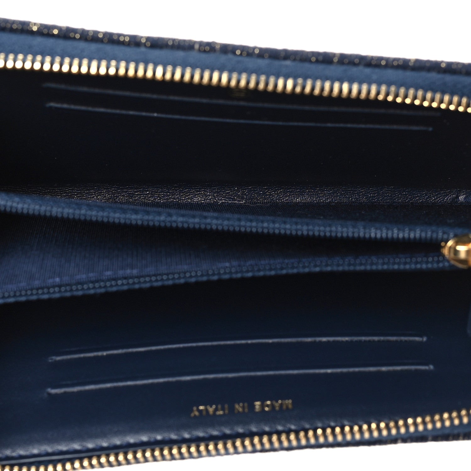 Chanel Lurex Canvas Medium Deauville Zip Around Wallet Navy Blue Gold 5 of 9