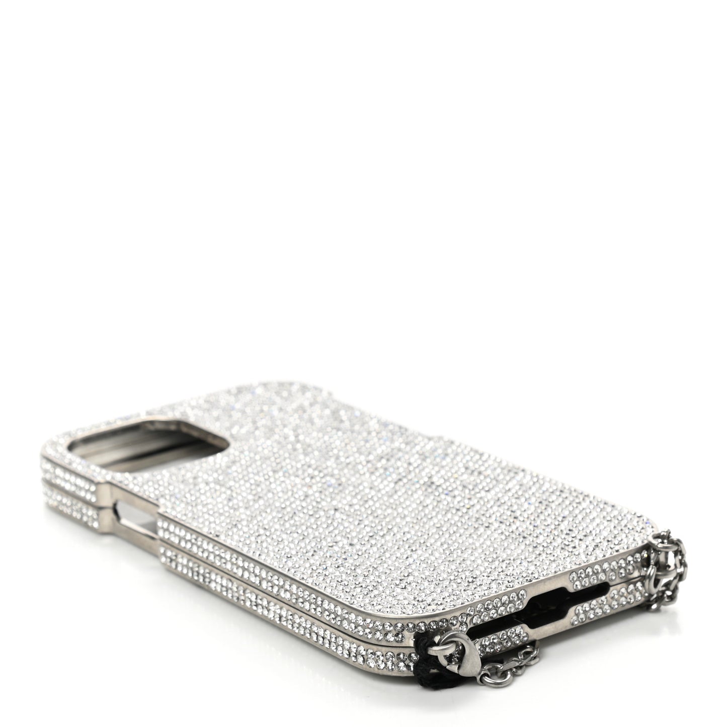 Brass Rhinestone Encrusted Glam Phone Case Silver