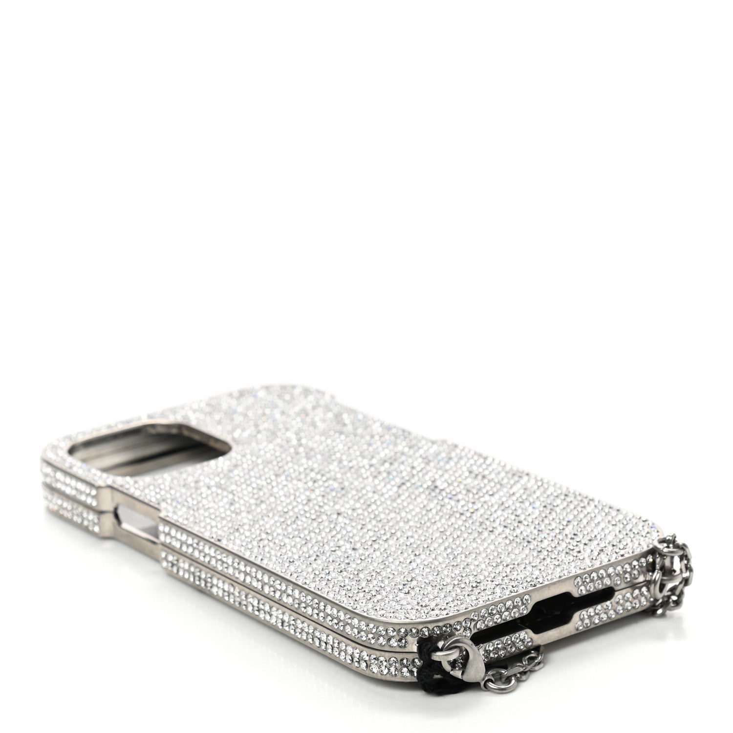 Balenciaga Brass Rhinestone Encrusted Glam Phone Case Silver 4 of 6