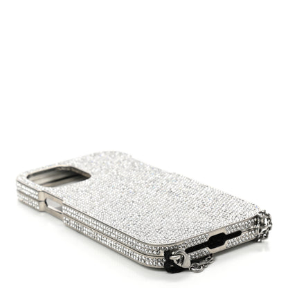 Balenciaga Brass Rhinestone Encrusted Glam Phone Case Silver 4 of 6