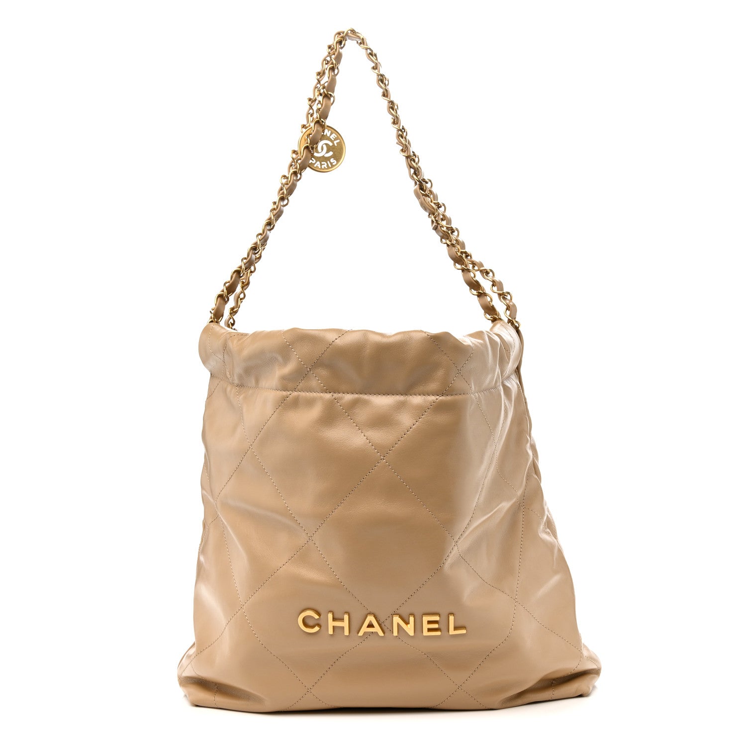 Chanel Shiny Calfskin Quilted Small Chanel 22 Beige Beige 1 of 12